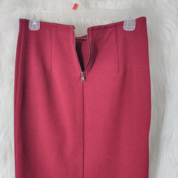 Ezra Burgundy High Low Front Slit Skirt Size M - Picture 5 of 6
